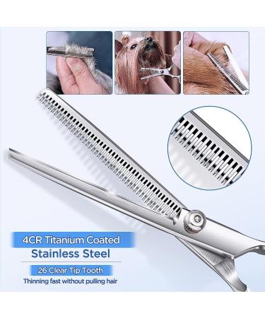 6.7 Inch Stainless Steel Dog Grooming Scissor Kit with Safety Round Tips - Pet Grooming Shears Set with Thinning & Curved Scissors for Hair Fur Care - Buy Online on SooperMarket.com