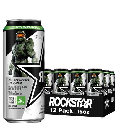 Rockstar Pure Zero Energy Drink, Silver Ice, 0 Sugar, with Caffeine and Taurine, 16oz Cans (12 Pack) (Packaging May Vary)