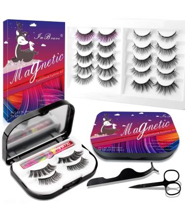 12 Pairs Magnetic Eyelashes with 2 Magnetic Eyeliner Kit , 3D 5D Magnetic Lashes Natural Look, Reusable, No Glue