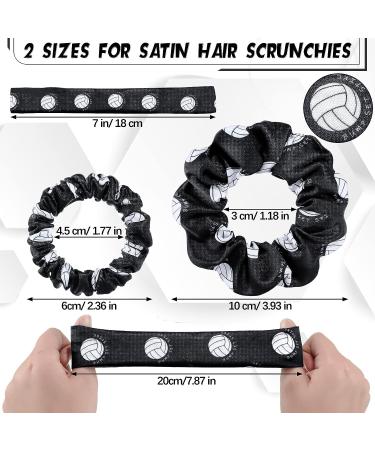 24 Piece Black Volleyball Hair Scrunchies Set - Silk Satin Elastic Hair Ties for Players Teams - Perfect Sports Gift for Girls & Women - Buy Online on SooperMarket.com