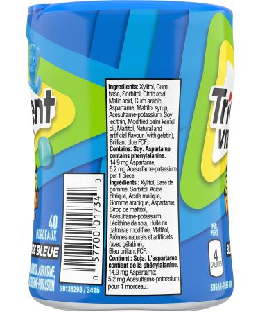 Trident - Vibes Sour Patch Kids Blue Raspberry Chewing Gum - 6 bottles (240 Pieces) - Sugar-Free Gum Blue Raspberry 40 count (Pack of 6) - Buy Online on SooperMarket.com