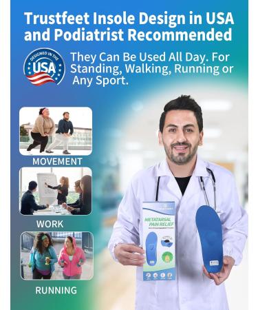 Trustfeet Metatarsal Pain Relief Insoles for Men and Women - Heavy Duty Support for Morton's Neuroma, Plantar Fasciitis, Arch Support - UK 10.5-11 - 29.5CM - Mixed Colors - Buy Online on SooperMarket.com