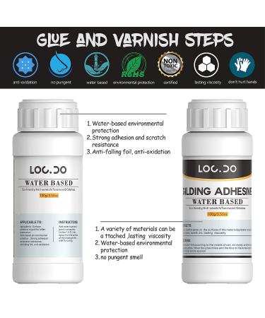 Gold Leaf Gilding Adhesive Kit 200ml Set | Water-Based Adhesive & Varnish | 100pc Gold Leaf Sheets | Craft Supplies, Painting, Resin Art & Furniture - Buy Online on SooperMarket.com