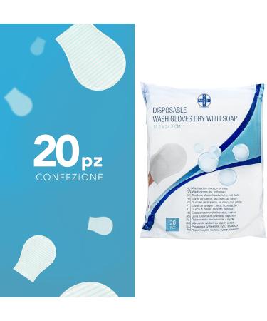 Aiesi Disposable Soap Wash Gloves - Pack of 20 | High-Quality Waterproof Soft Sponge | Fragrant & Rinseless Cleaning - Buy Online on SooperMarket.com