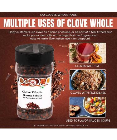 TAJ Cloves Whole Pods Laung 2.6oz (75g) - Premium Quality Spices for Cooking and Baking - Buy Online on SooperMarket.com