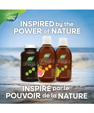 Nature's Way NutraSea Omega-3 and Vitamin D Supplement - Fish Oil with 1250mg EPA and DHA 1000 IU Vitamin D3 Support Healthy Heart and Brain Help Build Strong Bones and Teeth & Help Support Immune System - Grapefruit Tangerine Flavour 200 mL Liquid - Buy Online on SooperMarket.com
