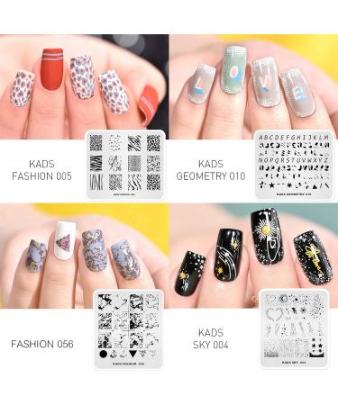 Alexnailart 10 Pieces Nail Stamping Plates Set with Multi-Patterns for Nail Design - Manicure Stencils Tool with Storage Bag (Set5) - Buy Online on SooperMarket.com