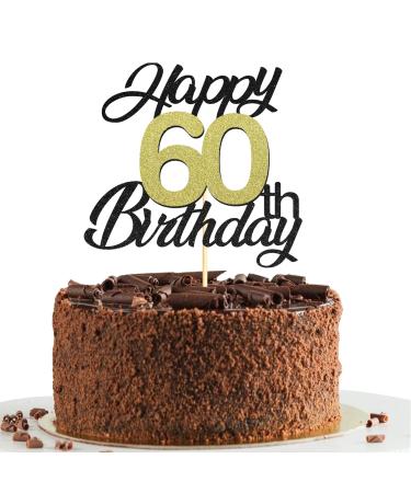 Sumerk 60 cake attachments for the 60th birthday cake attachments birthday party decoration accessories gold and black 1 pack of cake top for 60th birthday
