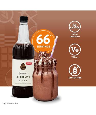 Simply Sugar Free Chocolate Syrup Low Calorie Vegan & Nut Free Flavoured Syrup for Coffee Cocktails & Baking (1 Litre) - Buy Online on SooperMarket.com