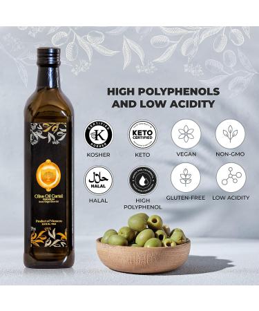 Olive Oil Cartel Premium Moroccan Extra Virgin Olive Oil - 25.4 FL Oz - High Polyphenol Gold Award Winner - Low Acidity - Unblended Single Source Family Farm EVOO - Cooking Gift - Picholine Marocaine - Buy Online on SooperMarket.com