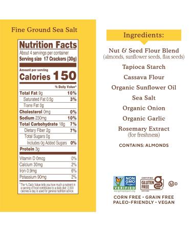Simple Mills Almond Flour Crackers Fine Ground Sea Salt Snack Packs - Gluten Free Vegan Healthy Snacks 4.9oz (Pack of 6) - Buy Online on SooperMarket.com