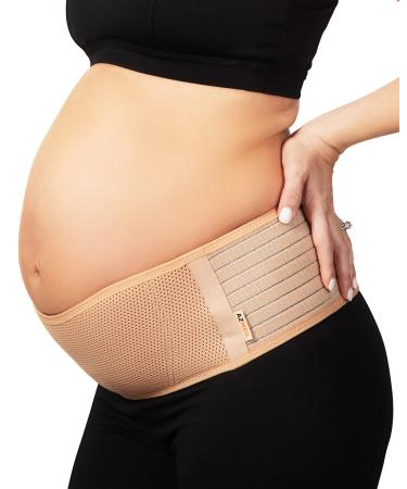 AZMED Maternity Belly Band for Pregnant Women | Pregnancy Belly Support Band for Abdomen, Pelvic, Waist, & Back Pain | Adjustable Maternity Belt | For All Stages of Pregnancy & Postpartum (Beige)
