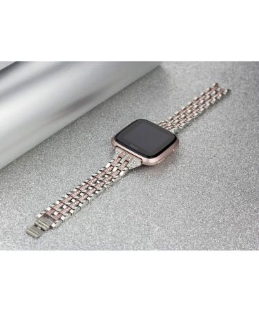 Mtozon Metal Rhinestone Bling Band for Fitbit Versa/Versa 2/Lite - Women's Silver, Rose Gold, Black - Buy Online on SooperMarket.com