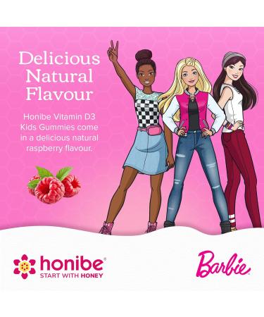 Honibe Vitamin D Gummies for Kids and Adults Barbie Honey-Based Vitamins Made in Canada Vitamin D3 Helps Support Bone Health Mood and Immune System Functions 60 gummies - Buy Online on SooperMarket.com