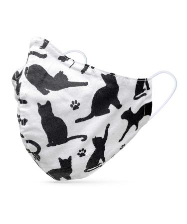 Dance pattern makeshift mask washable 100% cotton for children and adults - nose bracket and filter bag - mouth and nose protection 2 -layer - Oeko -Tex Standard 100 cats S (1 Pack)