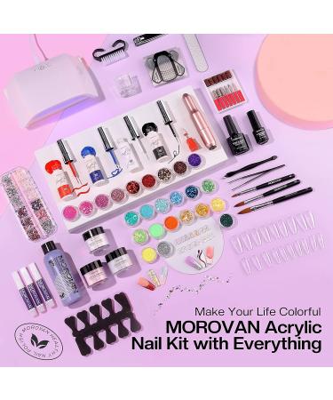 Morovan Acrylic Nail Kit with Drill and UV Light - Professional Set for Nail Extensions, Glitter Powder, and Nail Art - DIY Starter Kit for Home - Multicolor - Buy Online on SooperMarket.com