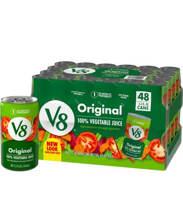 V8 Original 100% Vegetable Juice, Vegetable Blend with Tomato Juice, 5.5 FL OZ Can (Pack of 48)