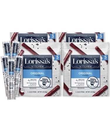 Lorissa’s Kitchen Meat Snack Packs, Grass-Fed Beef Jerky Sticks, Original – Keto Friendly, 4g of Protein, No Added Nitrites or Nitrates, Gluten Free Snacks, 0.6 oz (Pack of 20)
