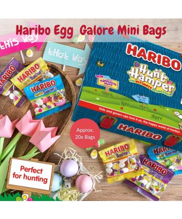 Easter Hamper for Kids - Haribo Hunt Hamper and Easter Bunny Masks 8 Pieces - 20x Haribo Eggs Galore Easter Sweets Baskets and Activities - Easter Egg Hunt Accessories Easter Gift for Kids - Buy Online on SooperMarket.com
