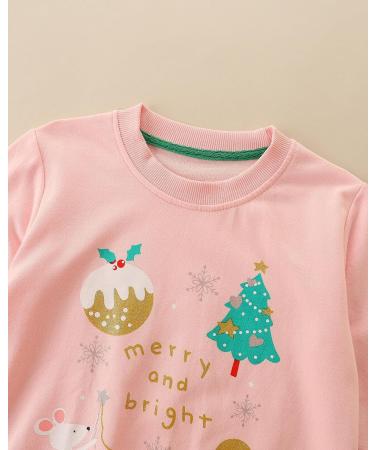 Girls Christmas Pink Sweatshirt | Cotton Top for Kids | Long Sleeve Pullover | Toddler Clothes Ages 1-12 - Buy Online on SooperMarket.com