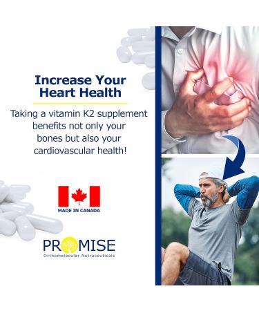Promise Vitamin K2 MK-7 100mcg 120 Capsules- Bioactive Menaquinone-7 Bone Tissue & Heart Health- non-GMO Natto Vegan and Gluten-Free Made In Canada - Buy Online on SooperMarket.com