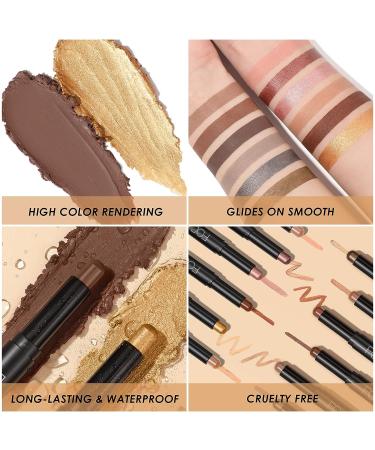 FOCALLURE Shimmer Cream Eyeshadow Stick Set - Long Lasting Waterproof Eye Makeup in Fancy Tabac (2 Pcs) - Buy Online on SooperMarket.com