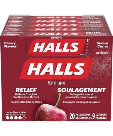 Halls Triple Soothing Action No Sugar Added Cough Drops Extra Strong Menthol 9 count 20 Packs & Cherry Cough Drops 9 count 20 Packs - Buy Online on SooperMarket.com