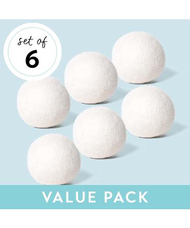 Wool Dryer Balls 6-Pack XL Size - 100% New Zealand Wool - Reusable, Handmade Fabric Softener for Wrinkle Reduction and Faster Drying - White - Buy Online on SooperMarket.com
