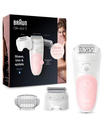 Braun Silk- pil 5 Epilator women for hair removal / hair remover attachments for razors trimmer and massage for body bag 5-620 flamingo
