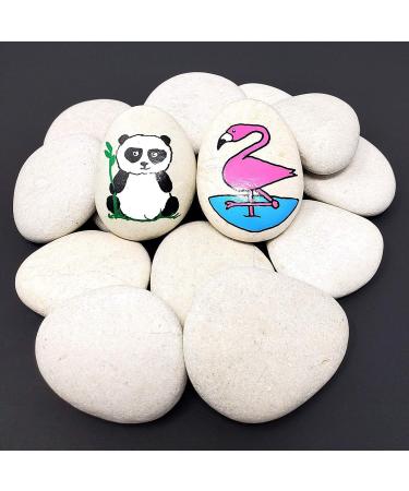 VELLES Pebbles for Painting Large Garden Stones White Natural Rock for Paint Rocks Marble Gravel to Decorative Stone Aquarium Decor Polished Pebble Art Scottish Cobbles for Pond - 1.9kg (40-80mm) 40-80 mm (Weiß)