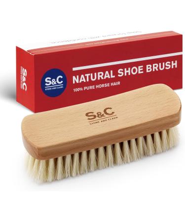 Stone and Clark Premium Beige Horse Hair Shoe Brush - Expertly Polish Leather with 100% Horse Hair Bristles - Concaved Beech Wood Handle for Perfection - Buy Online on SooperMarket.com