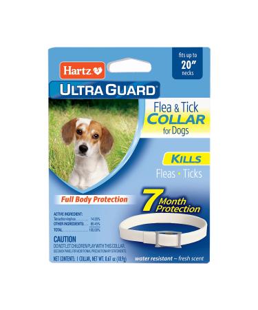 Hartz UltraGuard Flea & Tick Collar for Dogs and Puppies, 7 Month Flea and Tick Protection and Prevention Per Collar, White, Up to 20 Inch Neck