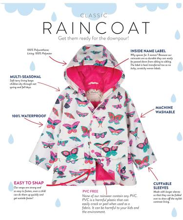Hatley Girls' Groovy Butterflies Raincoat - Size 10 Years | Waterproof Kids Rain Jacket - Buy Online on SooperMarket.com