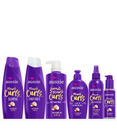 Aussie Miracle Curls Collection: Shampoo, Conditioner, Deep Conditioner, Spray Gel, Detangling Milk, and Oil Hair Treatment (6 Piece Set)