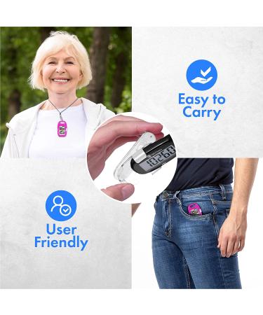 OZO Fitness CS1 Pink Easy Pedometer - Large Display Step Counter for Walking with Clip and Lanyard - Buy Online on SooperMarket.com