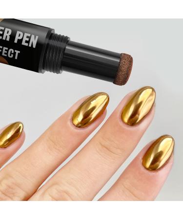 Mylee Air Cushion Chrome Powder Pen - Holographic Bronze Nail Powder for Shiny Metallic Mirror Effect - Long Lasting DIY Nail Art Tool - Buy Online on SooperMarket.com