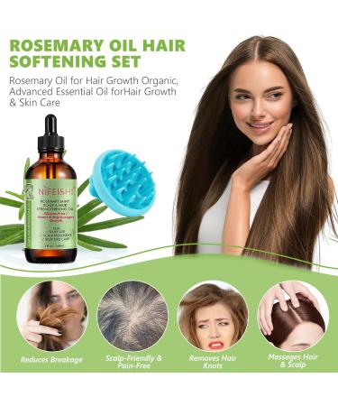 100% Organic Rosemary Oil for Hair Growth | Nourish Scalp & Stimulate Hair Growth with Essential Oil & Massager - Buy Online on SooperMarket.com