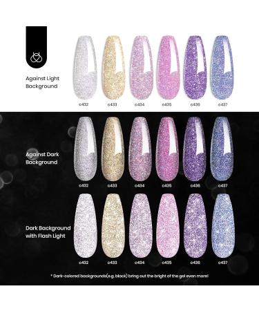 Beetles Reflective Glitter Gel Nail Polish Kit - 6 Holographic Colors for Sparkling Manicures - Buy Online on SooperMarket.com
