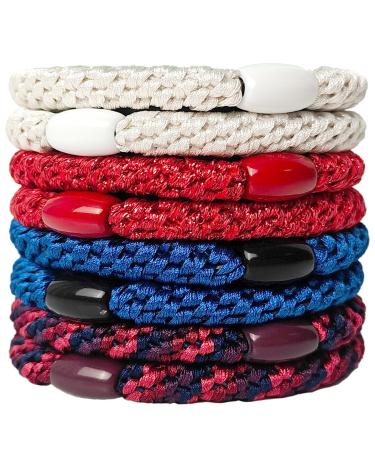AXEN 8PCS Elastic Hair Tie for Women Girls Cotton Bands Soft Woven Ponytail Holders for Thick Hair and Curly Hair United Colors