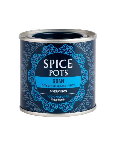 Spice Pots - Goan Powder - 100% Natural Ingredients - Gluten Free & Vegan Curry Powder - Dry Spice Blend (Hot Heat) - 40g Pot (8 Servings) Goan 40.00 g (Pack of 1)