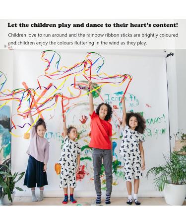 Niuhong 4 Pcs Rainbow Dance Tapes & Skill Baton Rods - Colorful Streamers for Kids & Art Dances - Buy Online on SooperMarket.com