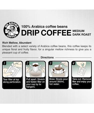Mr. Brown Drip Coffee 100% Arabica Beans in Medium Dark Roast Flavor Ready to Make Comfort Coffee 10x15g 12 Counts - Buy Online on SooperMarket.com