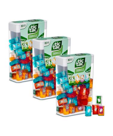 Tic Tac Travels Set: 3 large boxes with 60 mini boxes of 3.8 g each in fruit & mint flavours - ideal for travelling for treats and as a creative gift idea