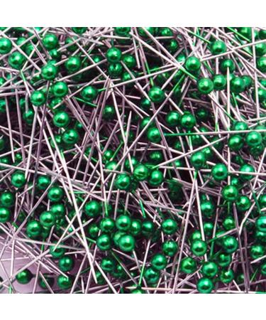 Wetco 800 Pcs 3.5 cm Round Pearl Head Pins Dressmaking Pins Corsage Florists Weddings Sewing Pin (Green)