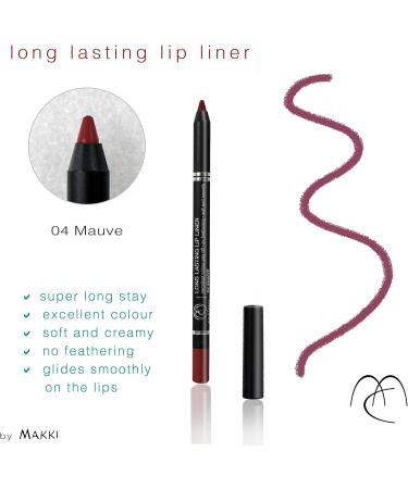 Makki Long Lasting Lip Liner - Intense Mauve Shade with Creamy, Feather-Free Formula | 04 Mauve - Buy Online on SooperMarket.com
