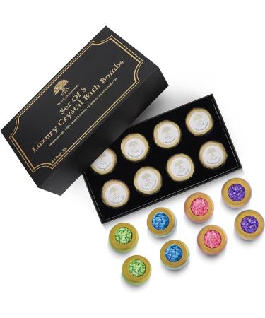 8-Piece Luxury Bath Bomb Set | Natural Organic Vegan Spa Pampering | Essential Oil Scented Fizzers for Home Spa, Birthday, Christmas Gifts - Buy Online on SooperMarket.com