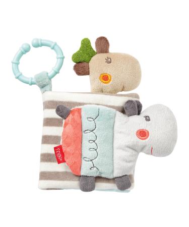 Fehn Feeling Book Loopy & Lotta - Buggybuch made of fabric - Baby toys book with squeak rattles rasp paper & mirror - baby book with fastening ring - fabric book for babies & toddlers from 0+ months