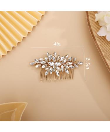 Chargances Crystal Bridal Hair Comb - Gold Wedding Rhinestone Hair Side Clip for Bride, Handmade Hair Accessory for Wedding & Prom - Buy Online on SooperMarket.com