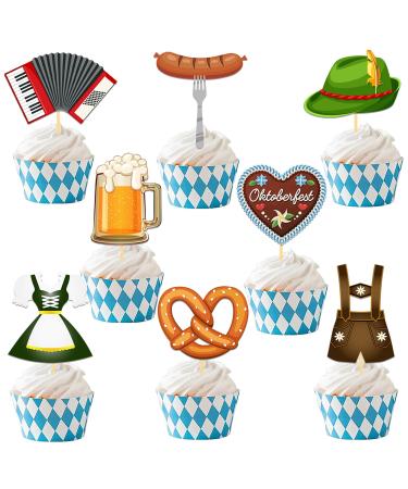 Grehge ter Oktoberfest Cupcake Toppers Oktoberfest Cake Decoration Beer Festival Party Picks German Beer Festival Cake Decoration for Oktoberfest Decoration Bavarian Party Dessert Oktoberfest B