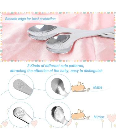 Futongda Stainless Steel Baby Spoons - 4-Piece Curved Training Set for Children | Dessert Coffee & Feeding Spoons in Silver - Buy Online on SooperMarket.com